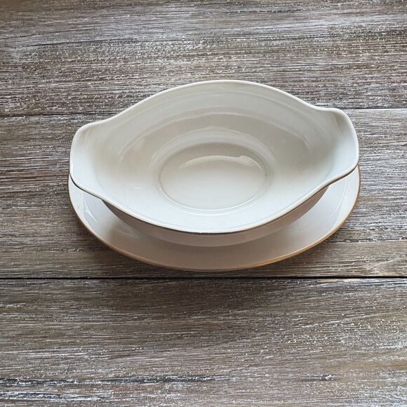 Vintage Royal Jackson Arlington Gravy Boat Attached Underplate Dogwoods Floral - Picture 3 of 4